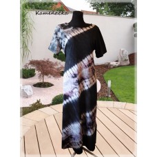 batikováné šaty fialovo-bílo-černé